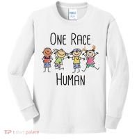 One Race Human Anti Racism Diversity Day Kids Long Sleeve Shirt thumb 0
