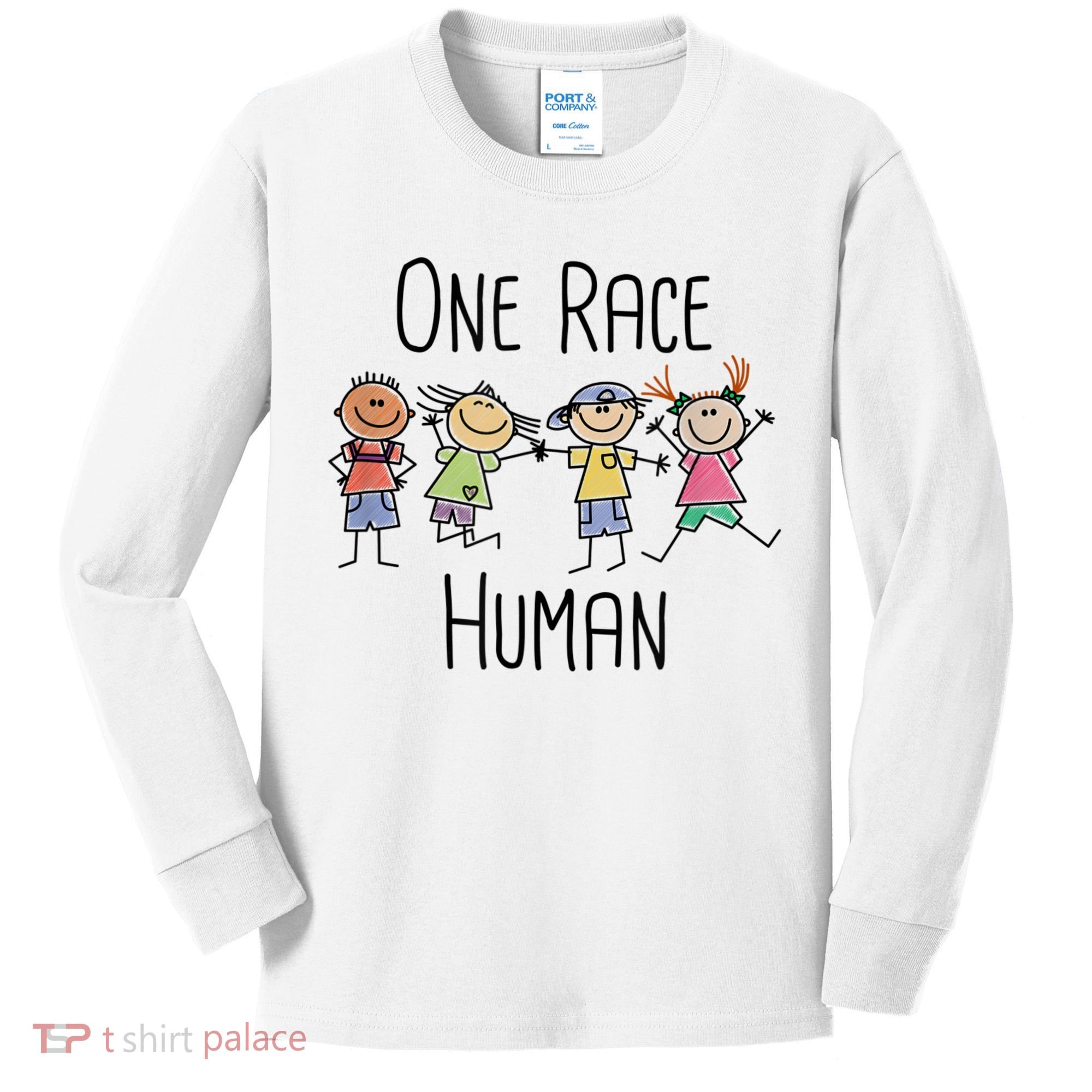 One Race Human Anti Racism Diversity Day Kids Long Sleeve Shirt