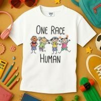 One Race Human Anti Racism Diversity Day Kids T-Shirt thumb 3