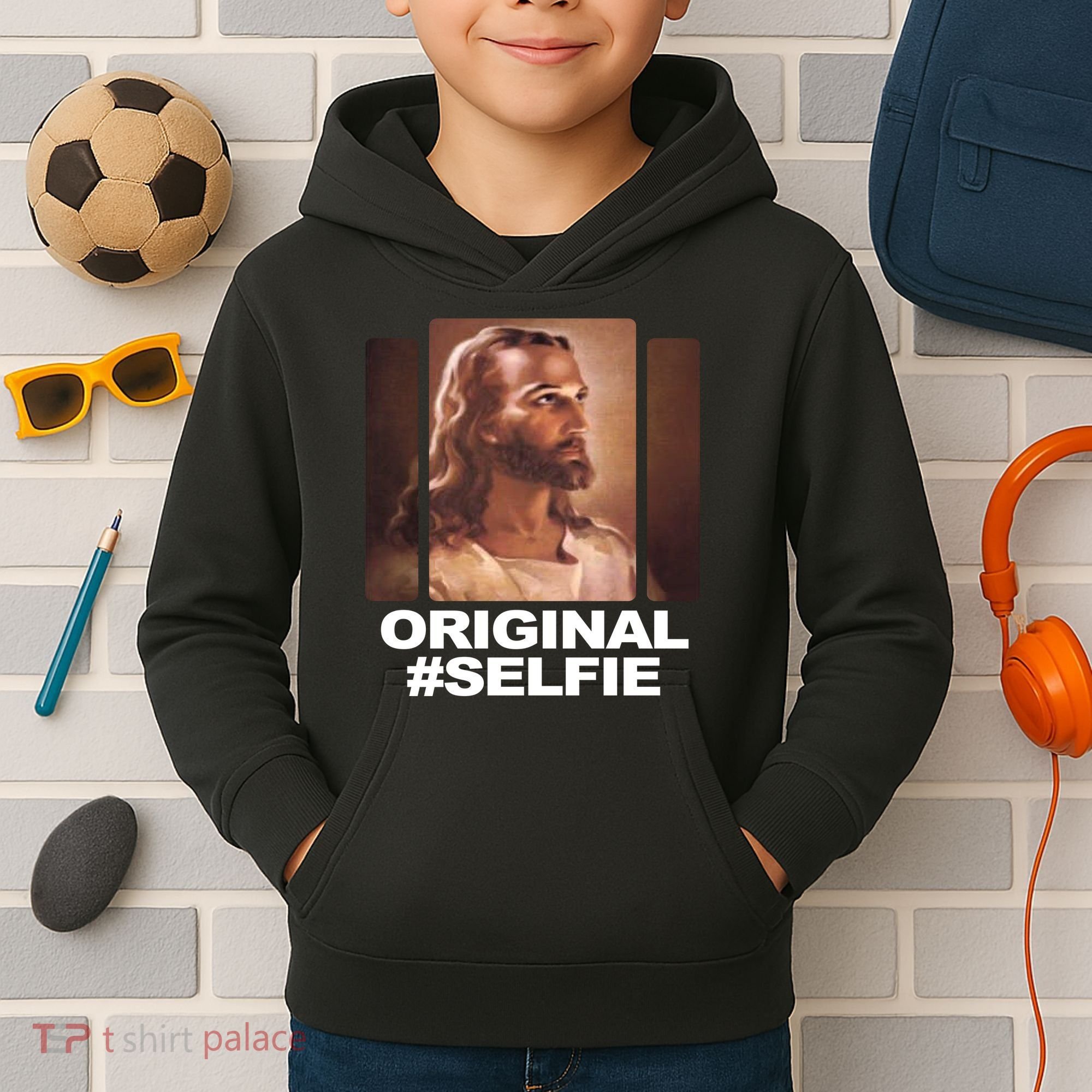 Original Selfie Jesus Kids Hoodie