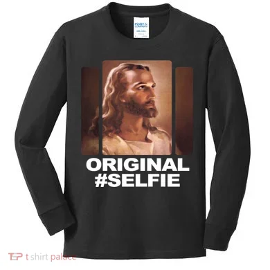 Original Selfie Jesus Kids Long Sleeve Shirt