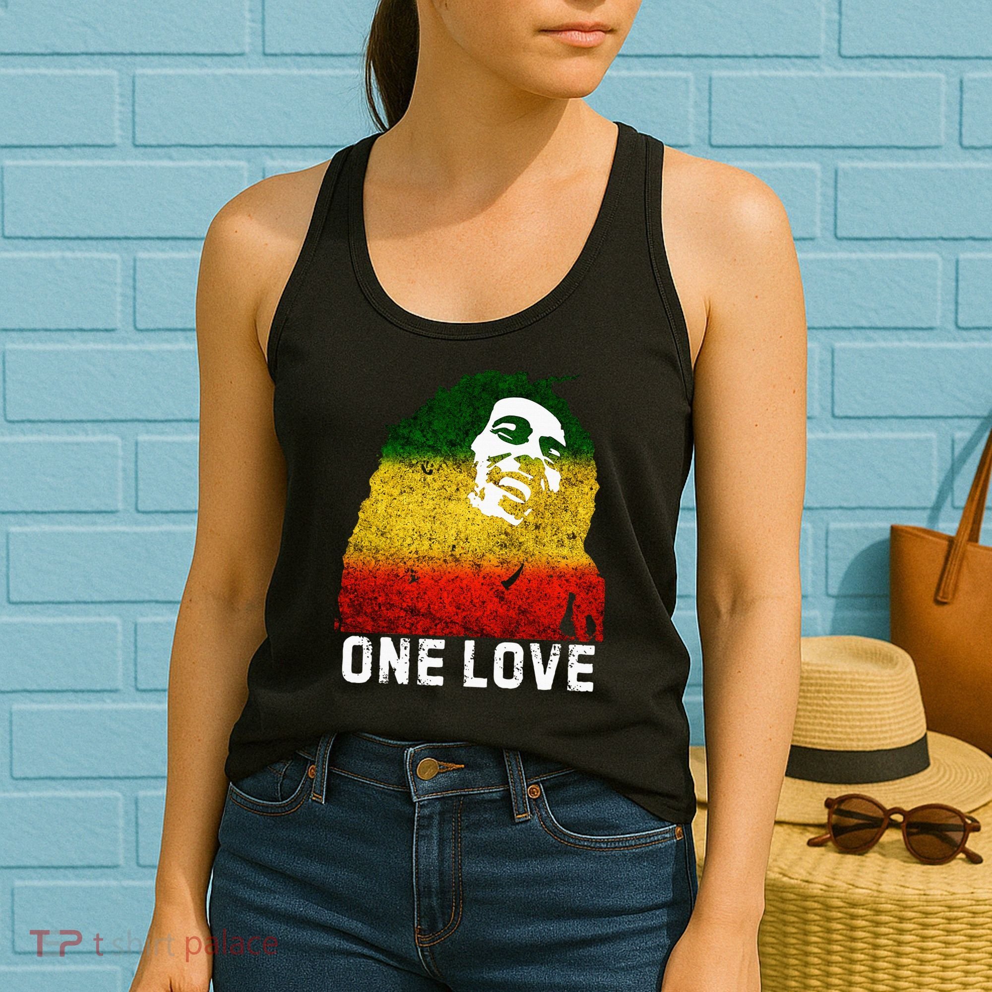 One Reggae Love Reggae Music Rastafarian Jamaica Rock Roots Women's Tank Top