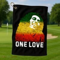 One Reggae Love Reggae Music Rastafarian Jamaica Rock Roots Golf Towel thumb 1