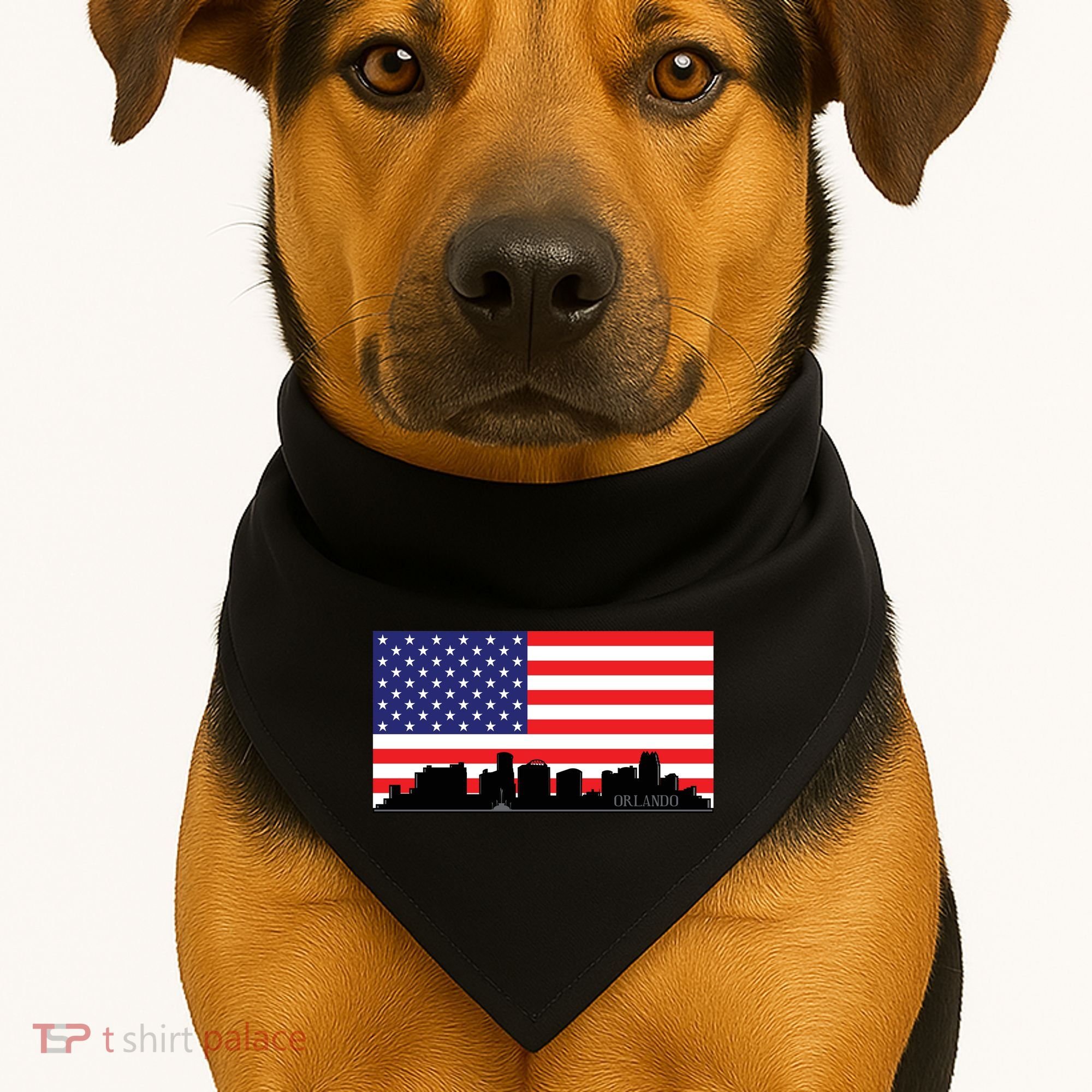 Orlando Florida American Flag USA-Made Doggie Bandana