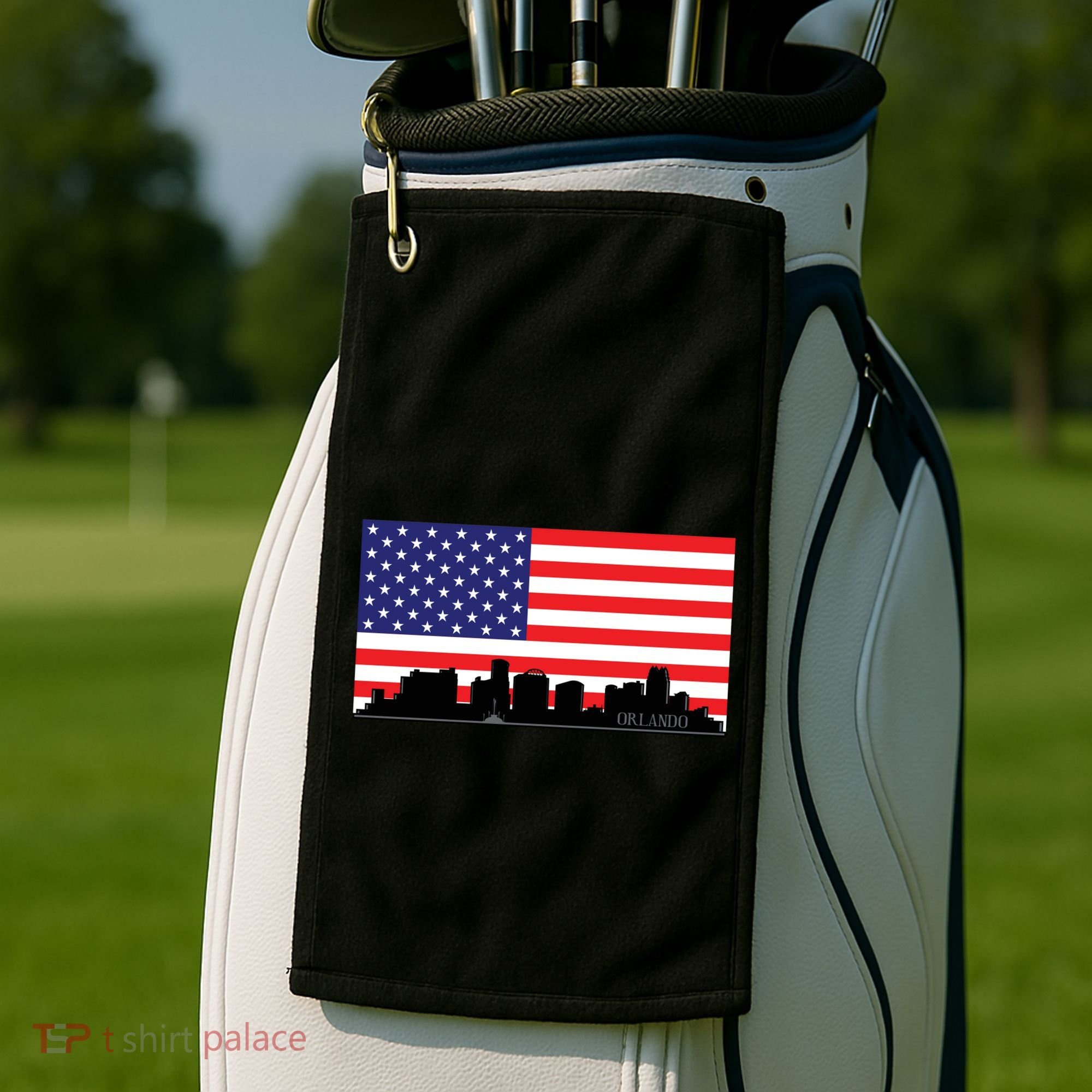 Orlando Florida American Flag Golf Towel
