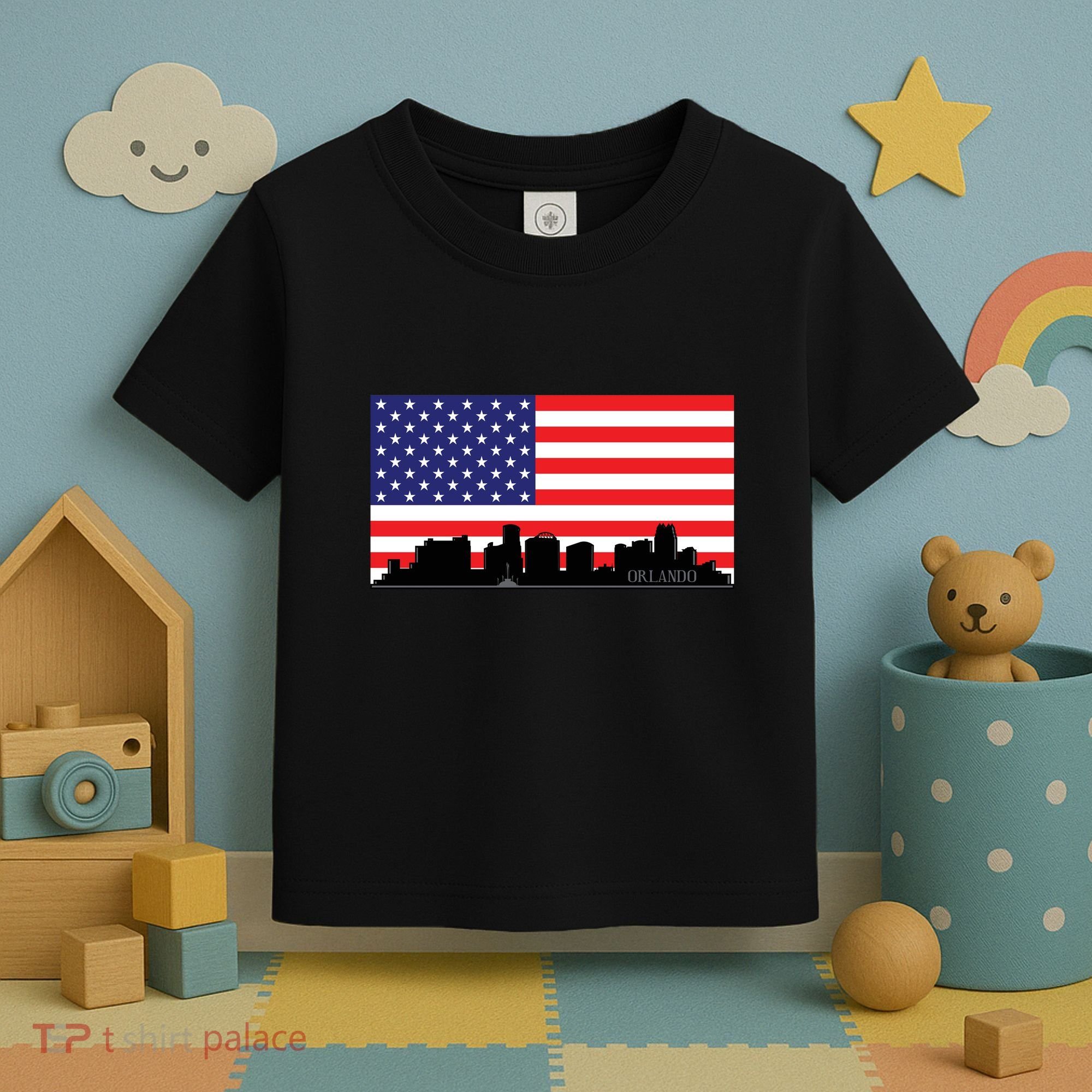 Orlando Florida American Flag Toddler T-Shirt