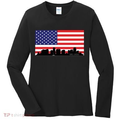 Orlando Florida American Flag Women's Long Sleeve Shirt