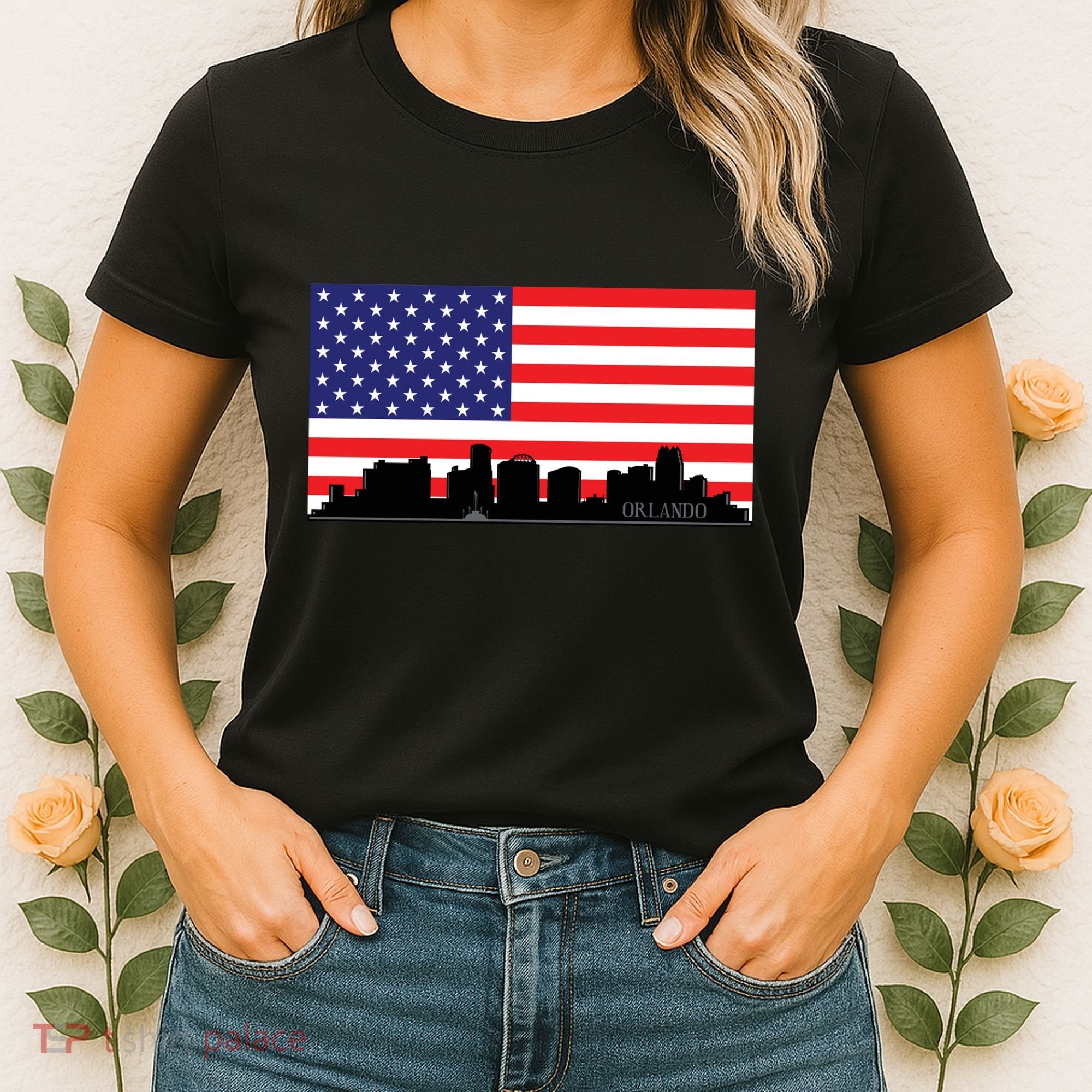 Orlando Florida American Flag Women's T-Shirt