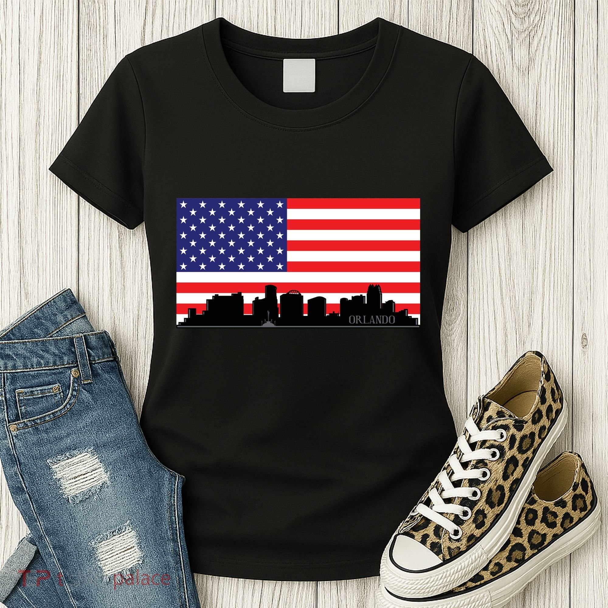Orlando Florida American Flag Women's T-Shirt