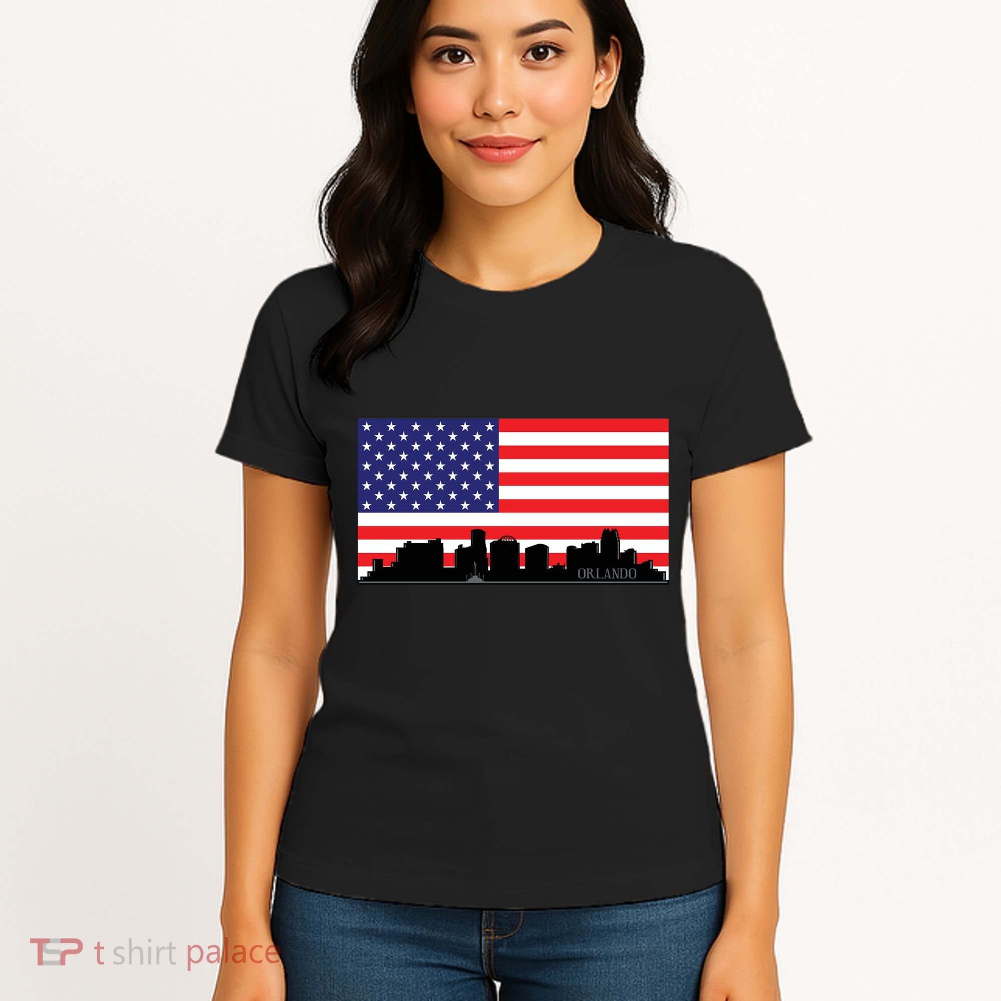 Orlando Florida American Flag Women's T-Shirt