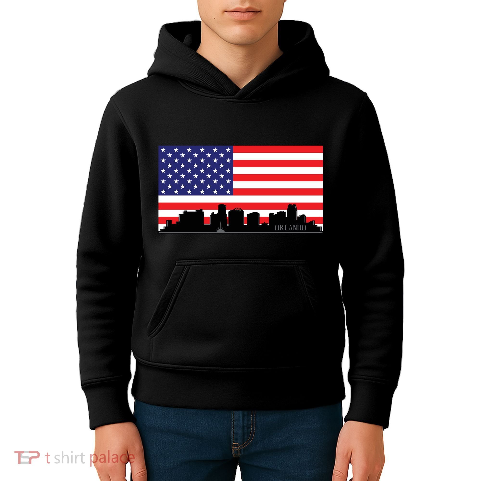 Orlando Florida American Flag Kids Hoodie