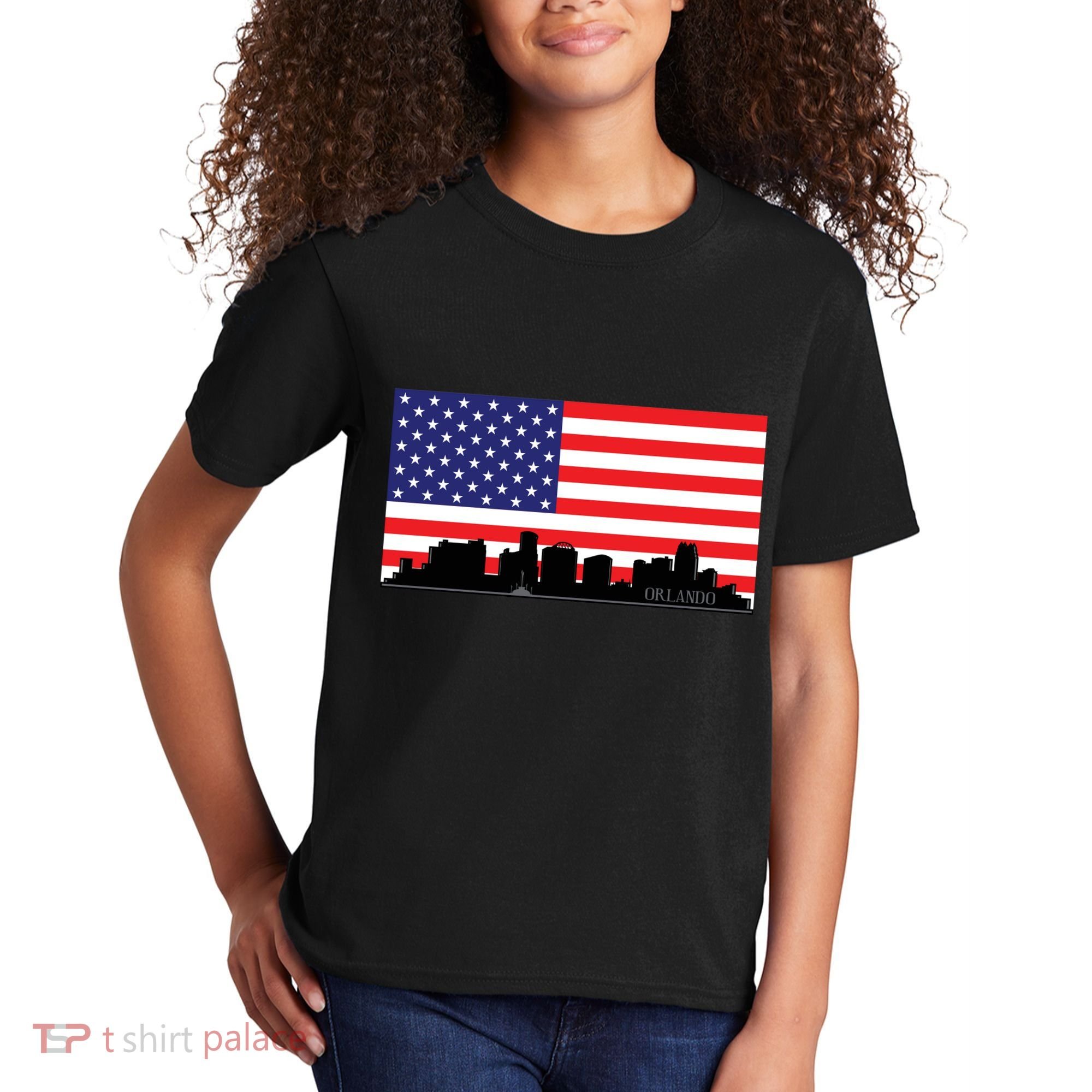 Orlando Florida American Flag Kids T-Shirt