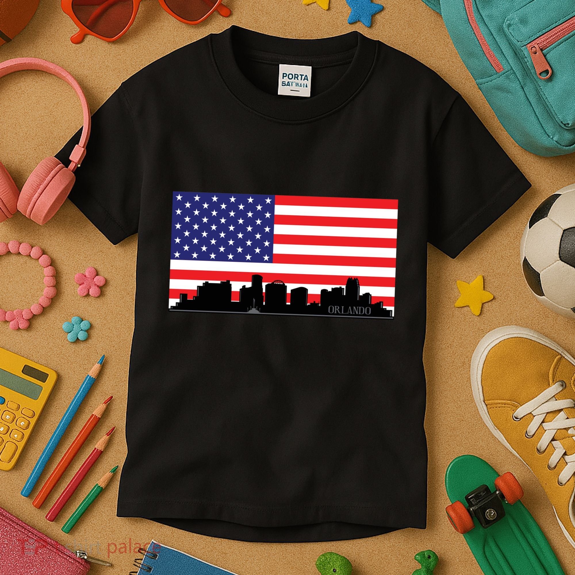 Orlando Florida American Flag Kids T-Shirt