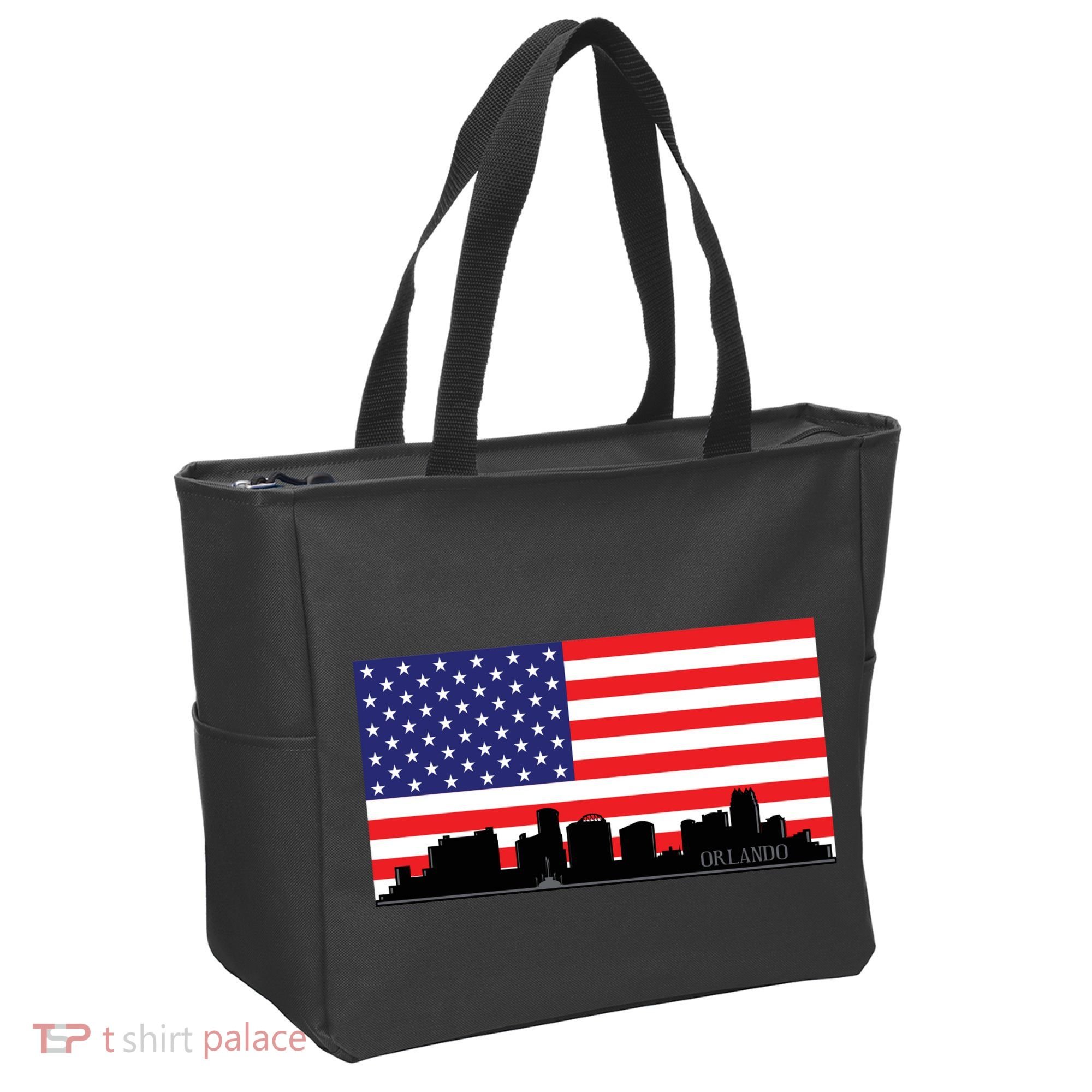 Orlando Florida American Flag Tote Bag