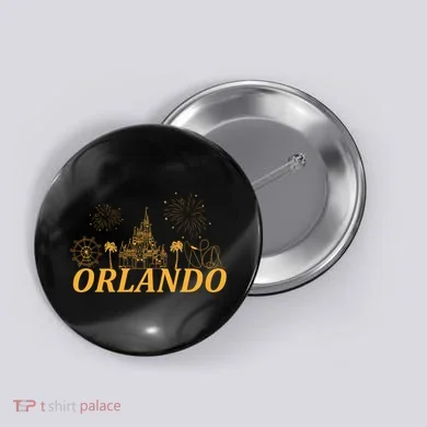 Orlando Florida Gold Logo Button