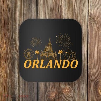 Orlando Florida Gold Logo Coaster