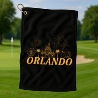 Orlando Florida Gold Logo Golf Towel thumb 1