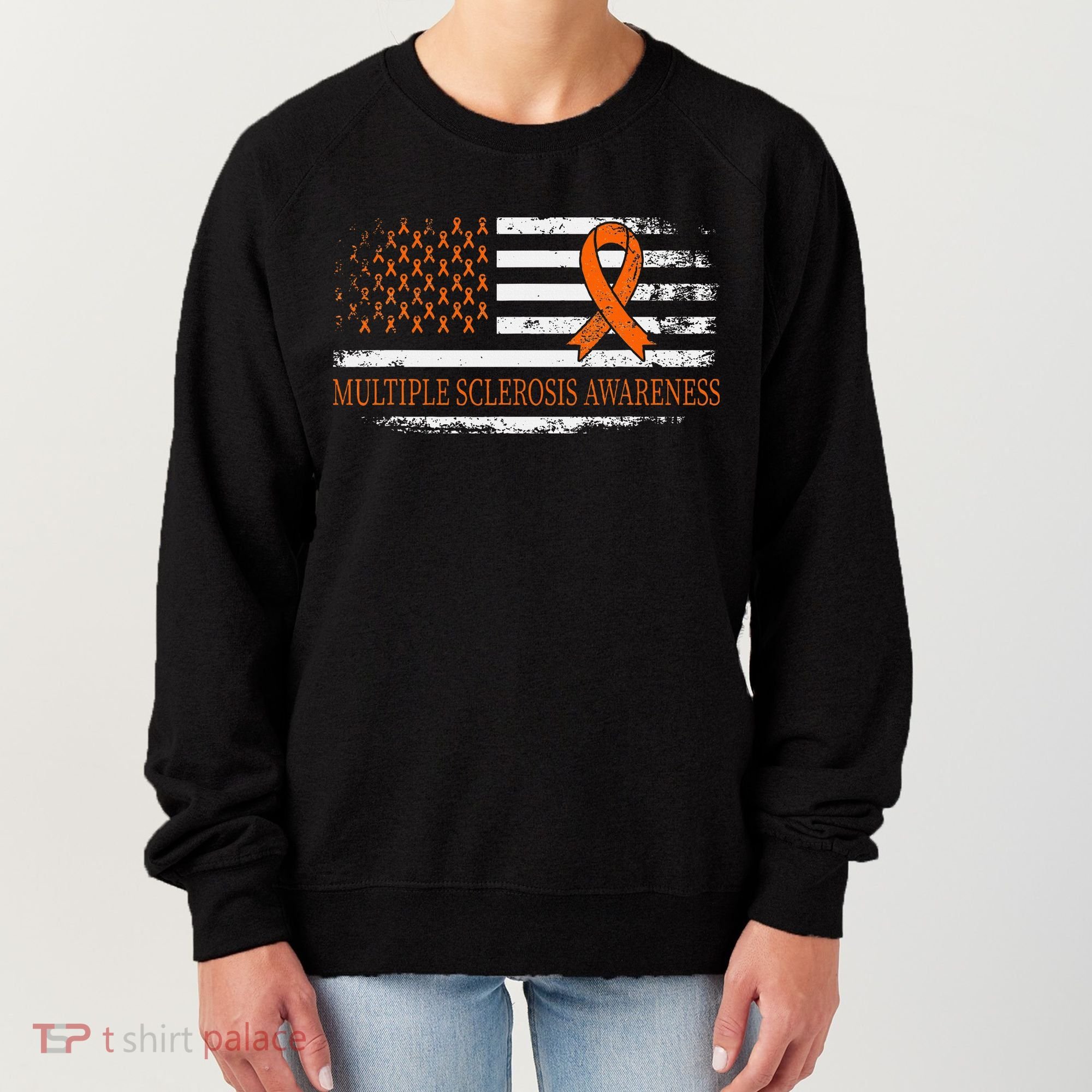 Orange Ribbon Ms Multible Sclerosis Awareness Women's Sweatshirt
