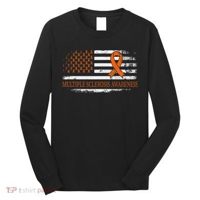 Orange Ribbon Ms Multible Sclerosis Awareness Long Sleeve Shirt