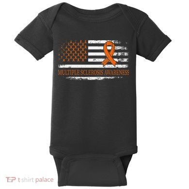 Orange Ribbon Ms Multible Sclerosis Awareness Baby Bodysuit