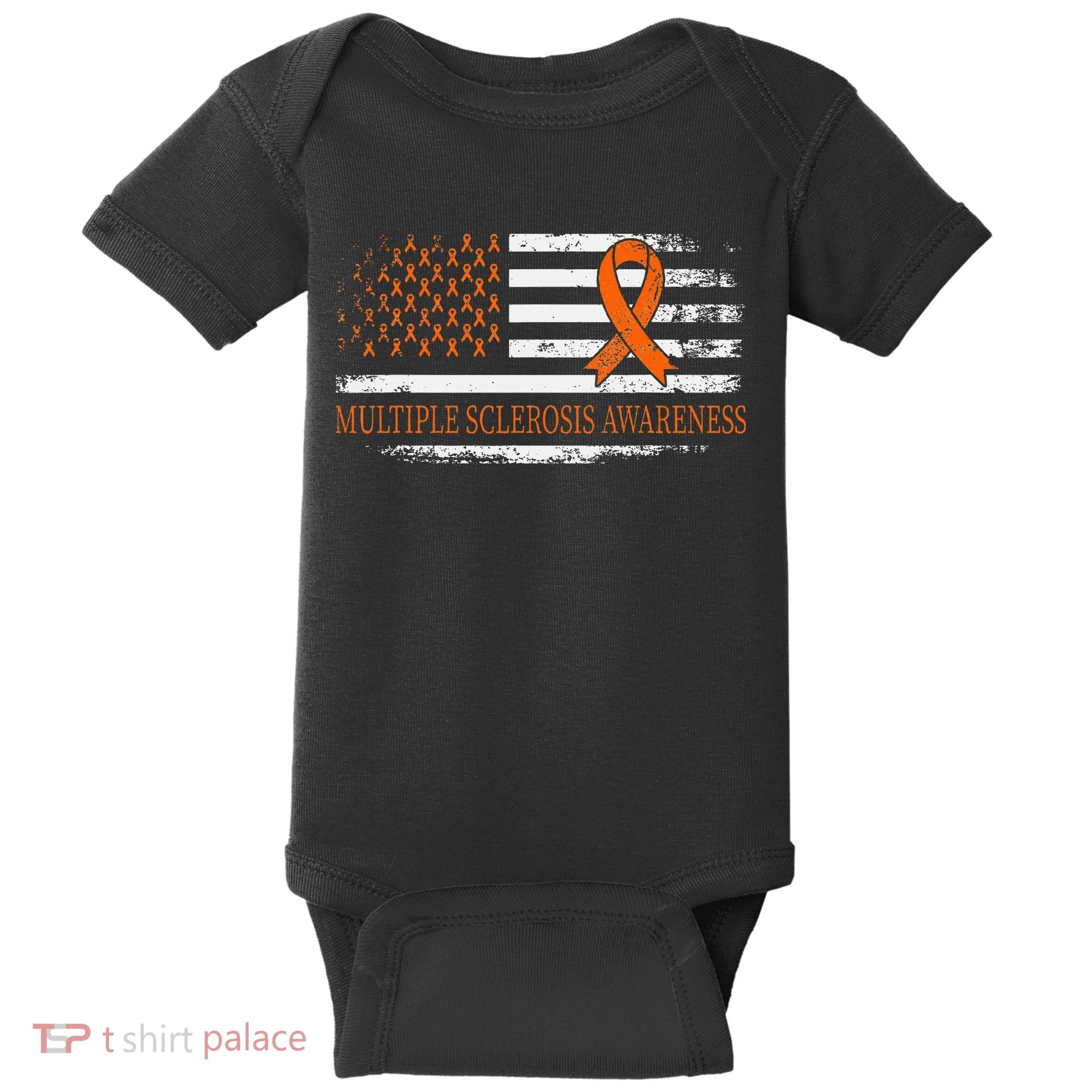 Orange Ribbon Ms Multible Sclerosis Awareness Baby Bodysuit