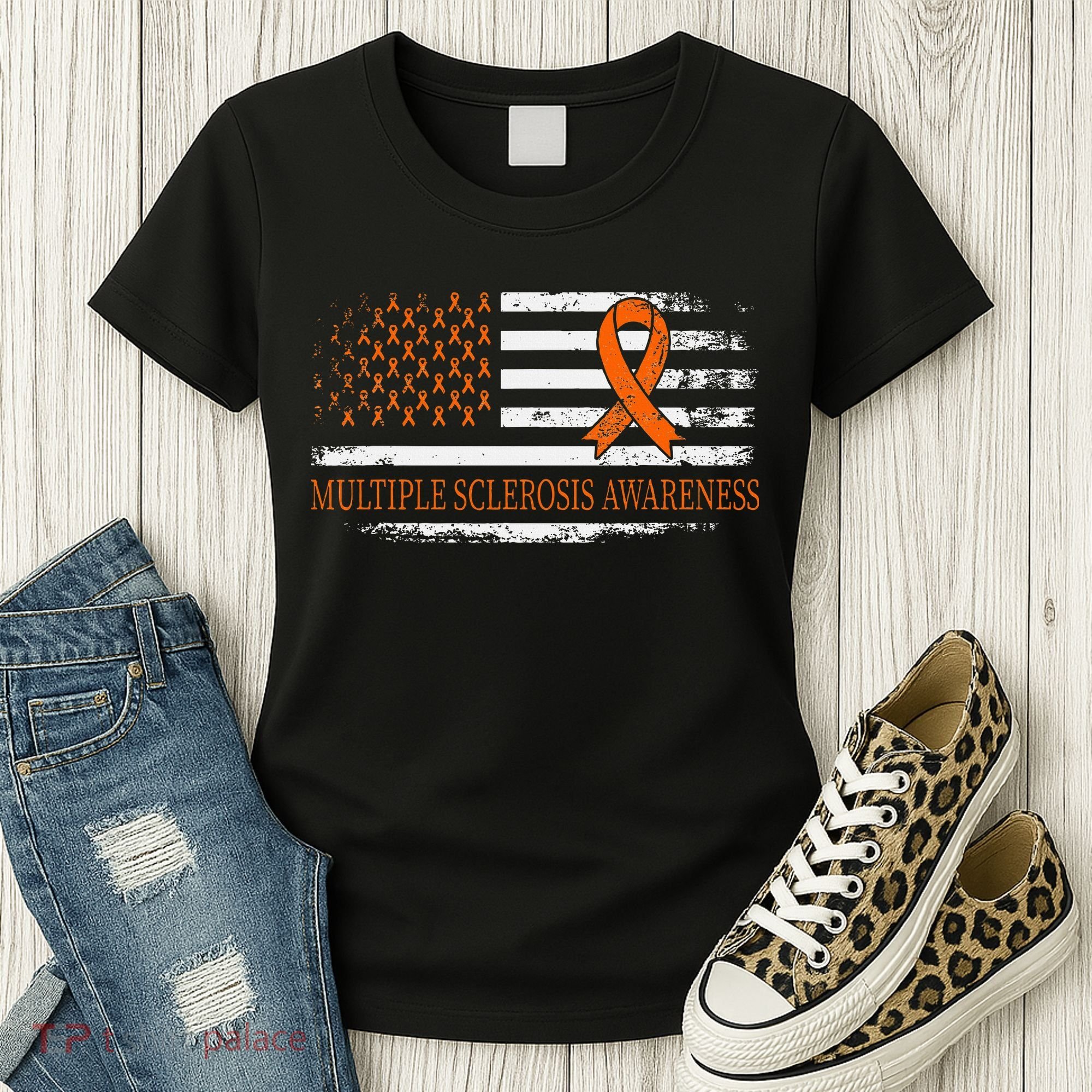 Orange Ribbon Ms Multible Sclerosis Awareness Women's T-Shirt