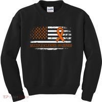 Orange Ribbon Ms Multible Sclerosis Awareness Kids Sweatshirt thumb 0