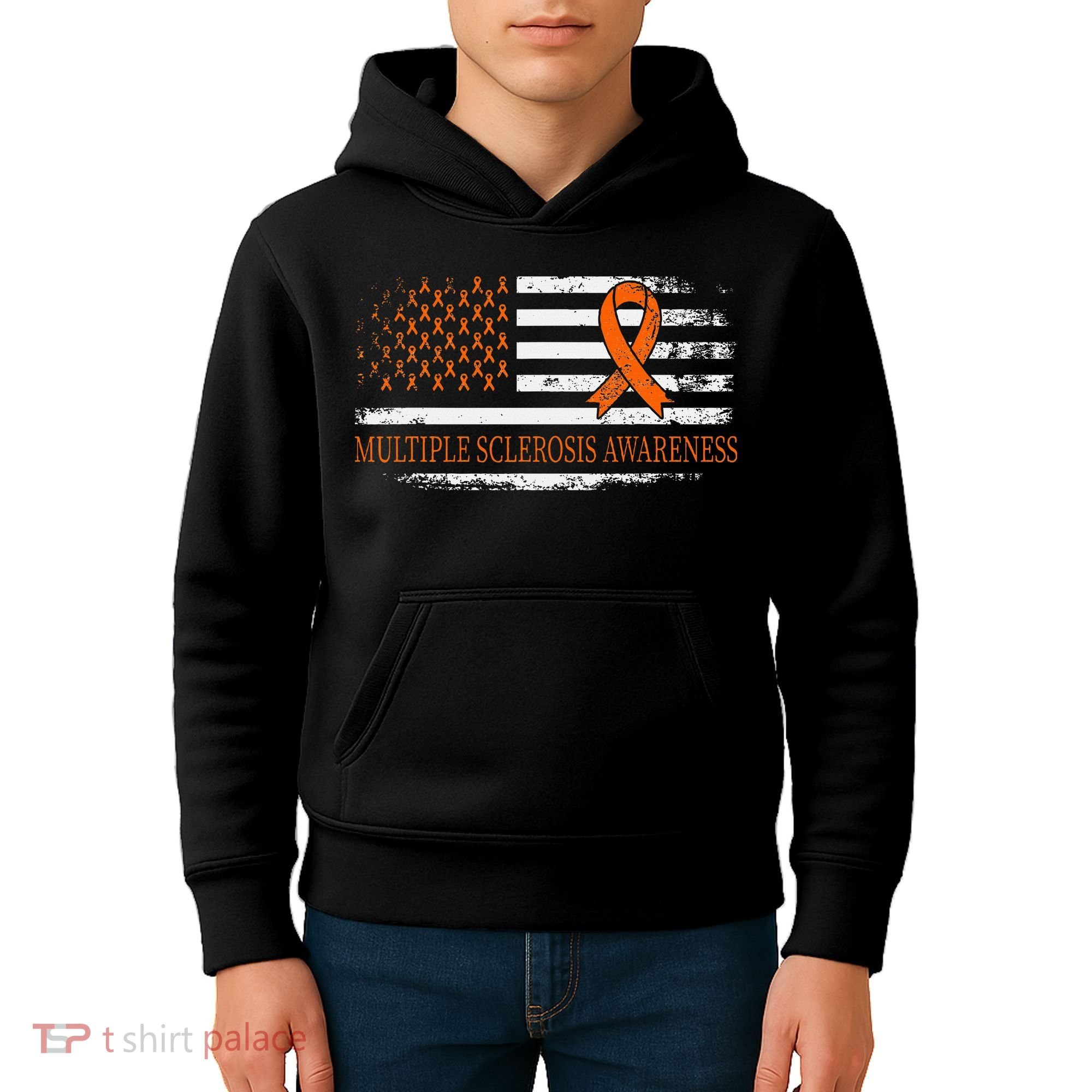 Orange Ribbon Ms Multible Sclerosis Awareness Kids Hoodie