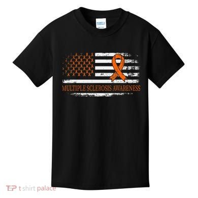 Orange Ribbon Ms Multible Sclerosis Awareness Kids T-Shirt