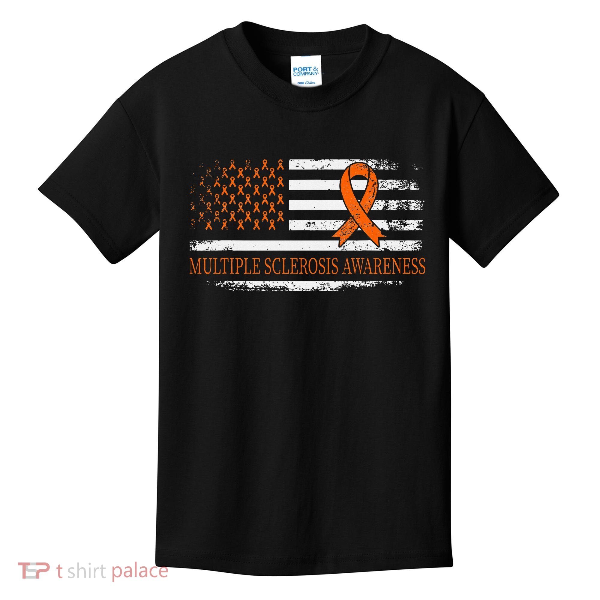 Orange Ribbon Ms Multible Sclerosis Awareness Kids T-Shirt