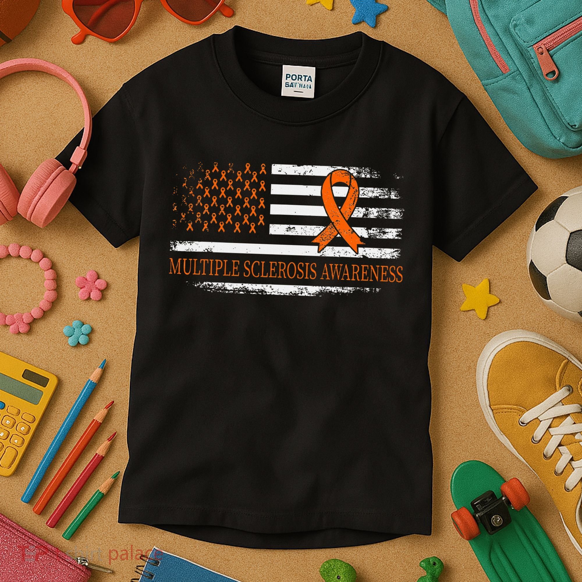 Orange Ribbon Ms Multible Sclerosis Awareness Kids T-Shirt