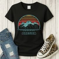 Oregon Retro Mountain Hiking 80s Style Women's T-Shirt thumb 3