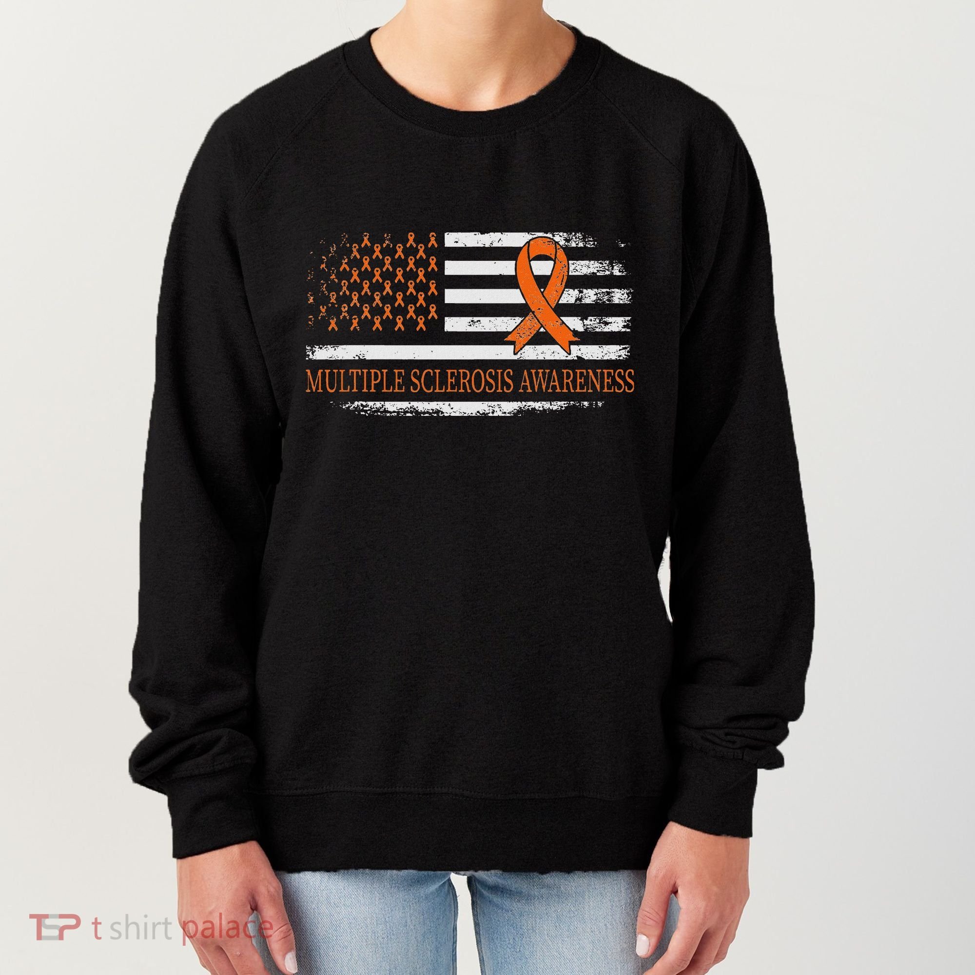Orange Ribbon Ms Multible Sclerosis Awareness Women's Sweatshirt