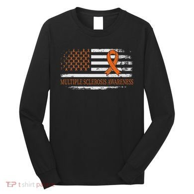 Orange Ribbon Ms Multible Sclerosis Awareness Long Sleeve Shirt
