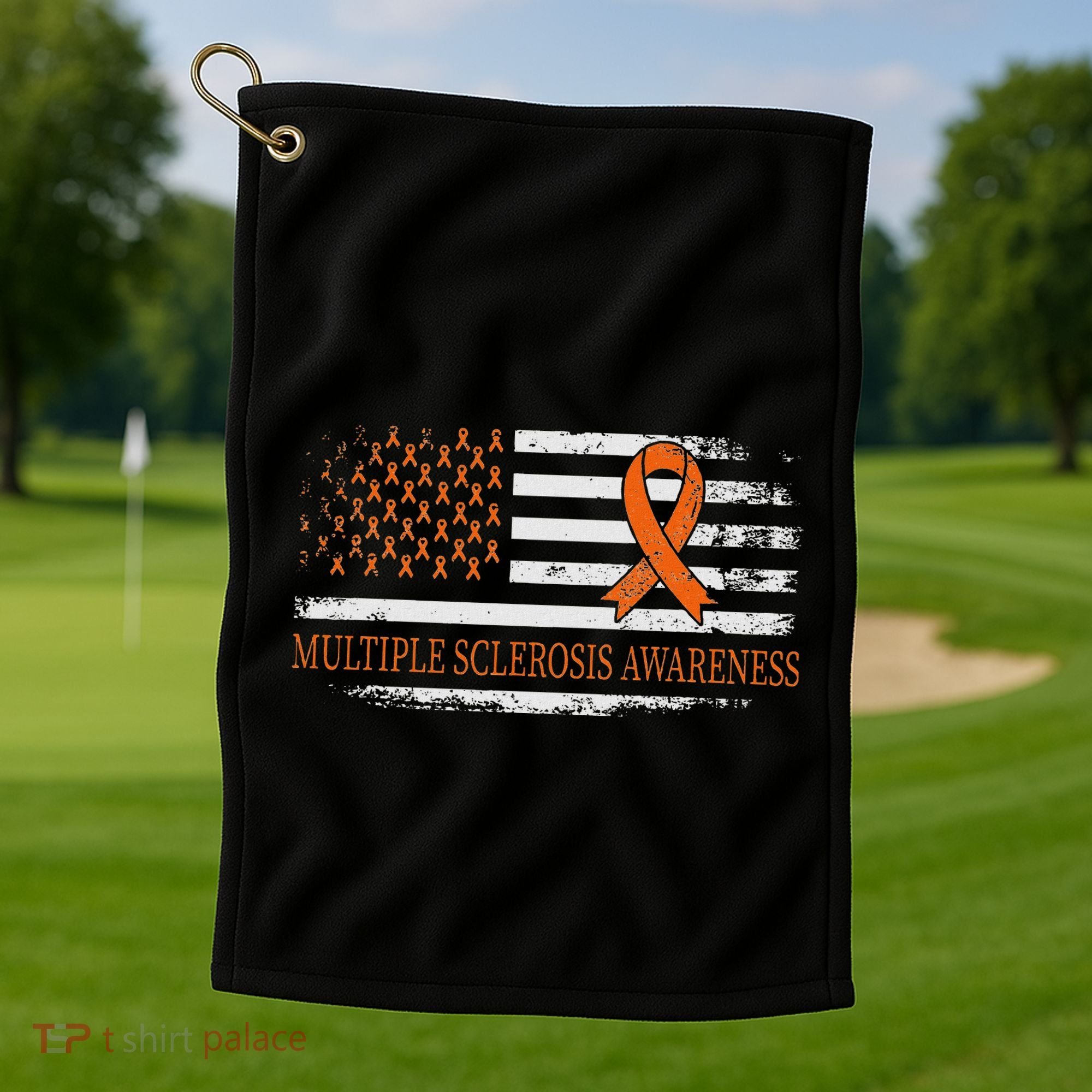 Orange Ribbon Ms Multible Sclerosis Awareness Golf Towel