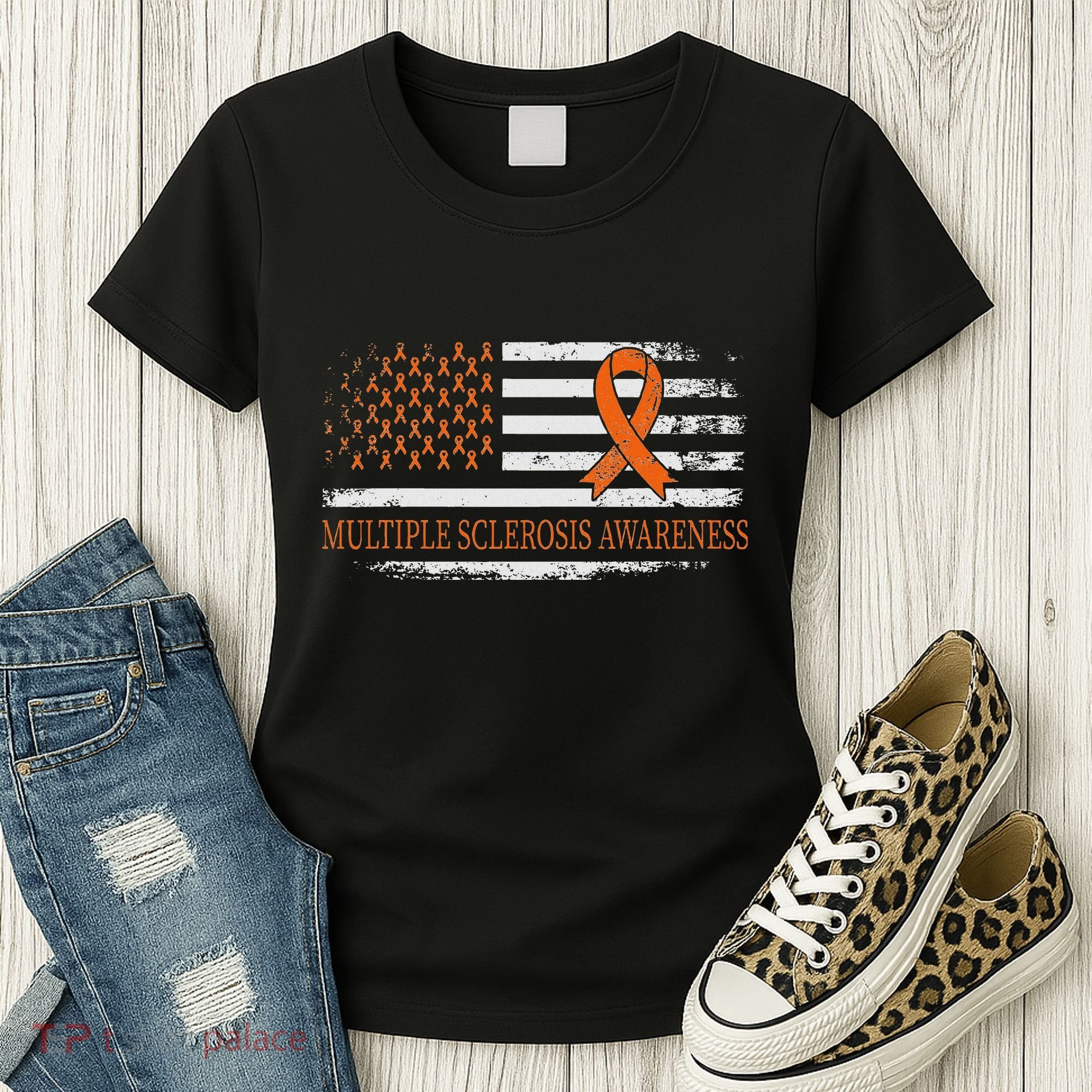 Orange Ribbon Ms Multible Sclerosis Awareness Women's T-Shirt