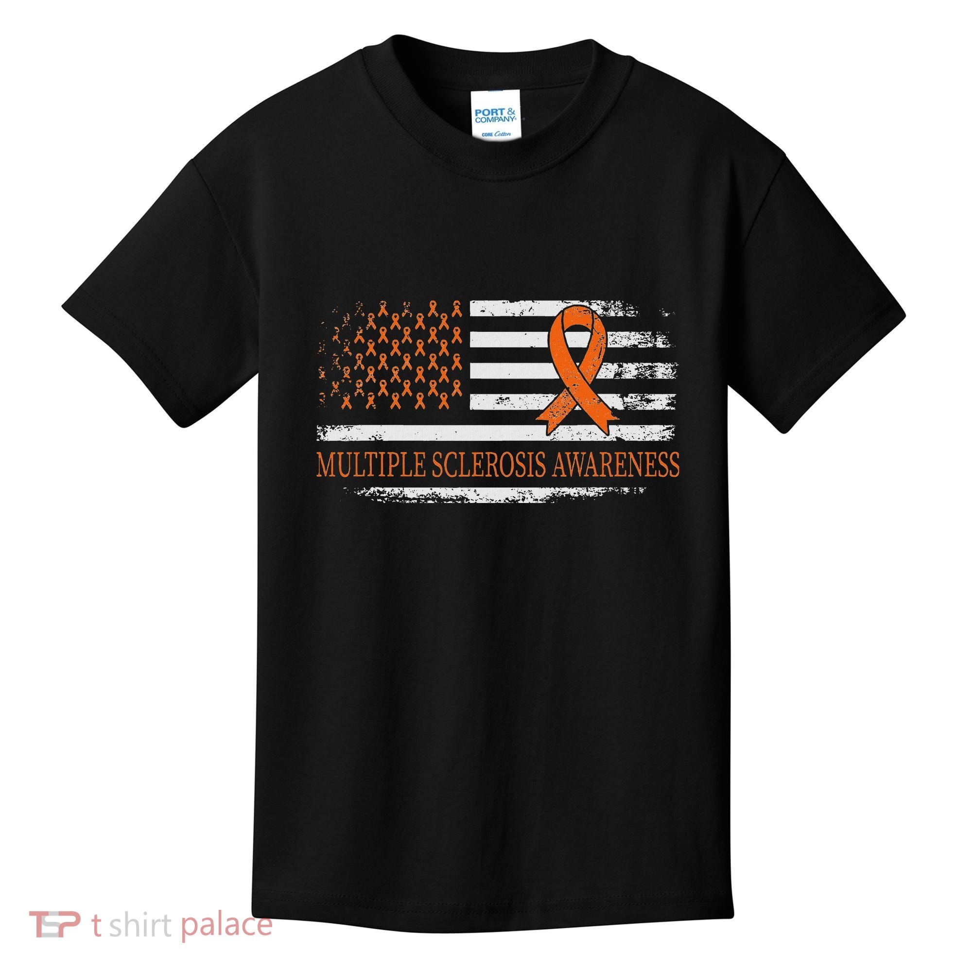 Orange Ribbon Ms Multible Sclerosis Awareness Kids T-Shirt