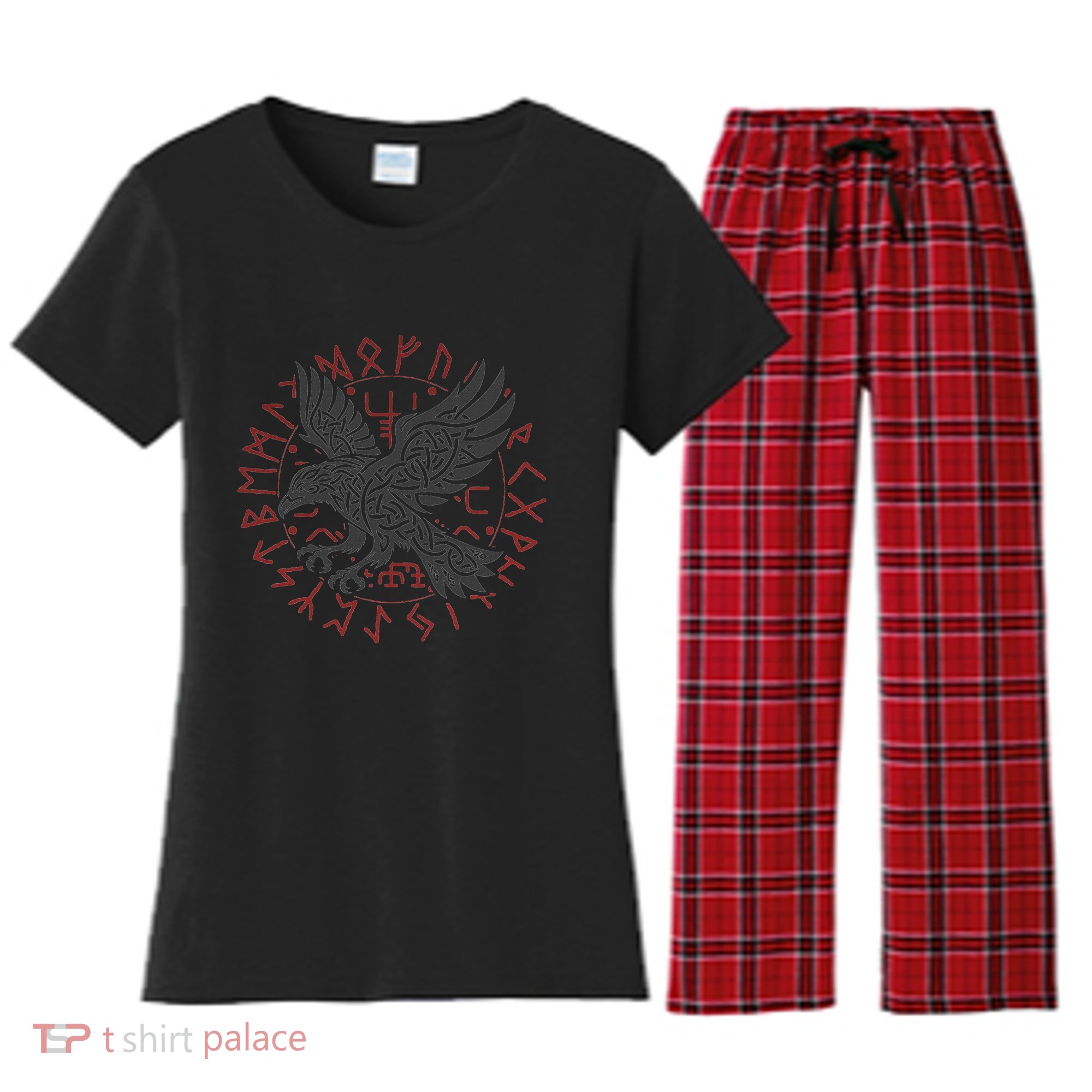 Odin’S Raven & Nordic Compass Women's Flannel Pajama Set