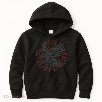 Odin’S Raven & Nordic Compass Kids Hoodie