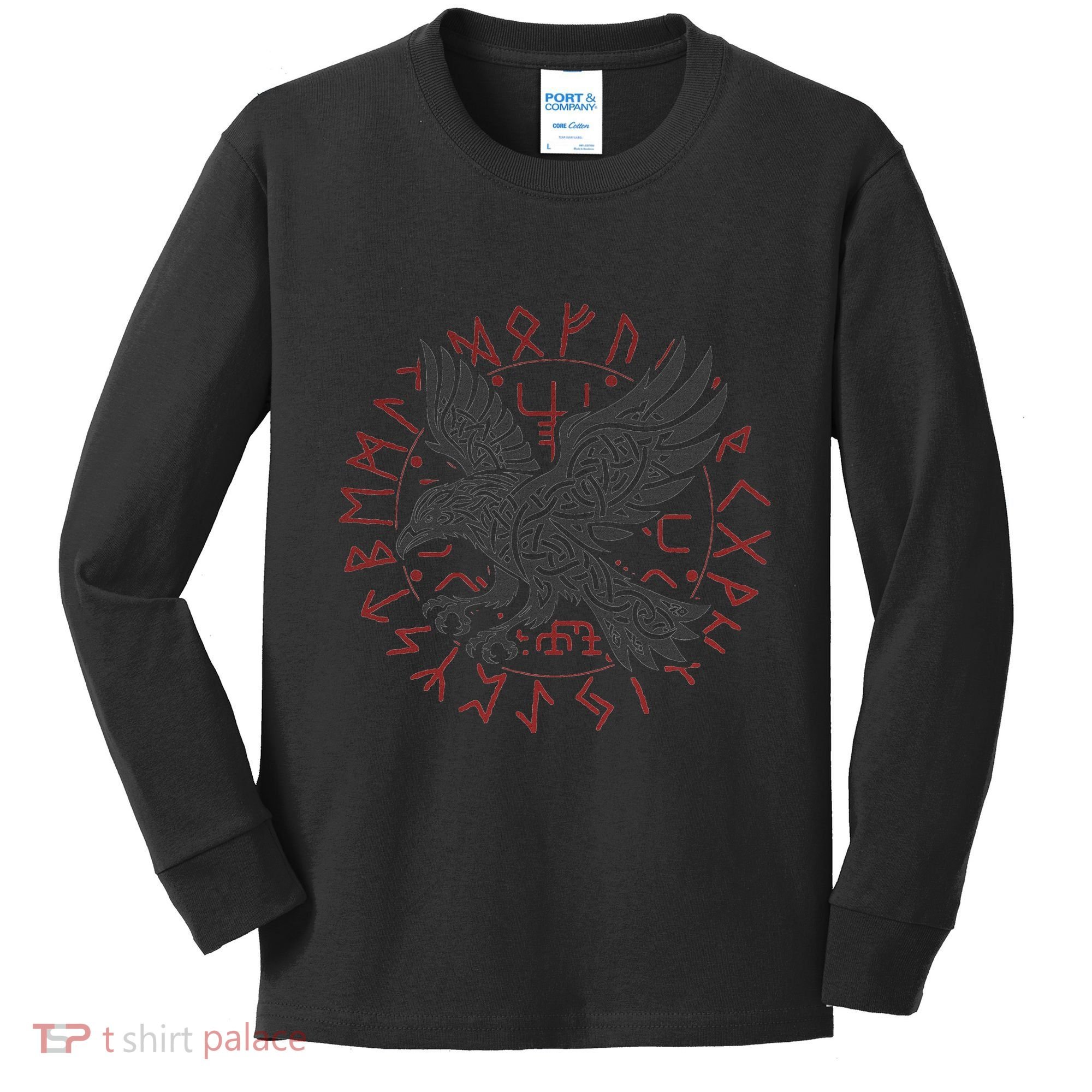 Odin’S Raven & Nordic Compass Kids Long Sleeve Shirt