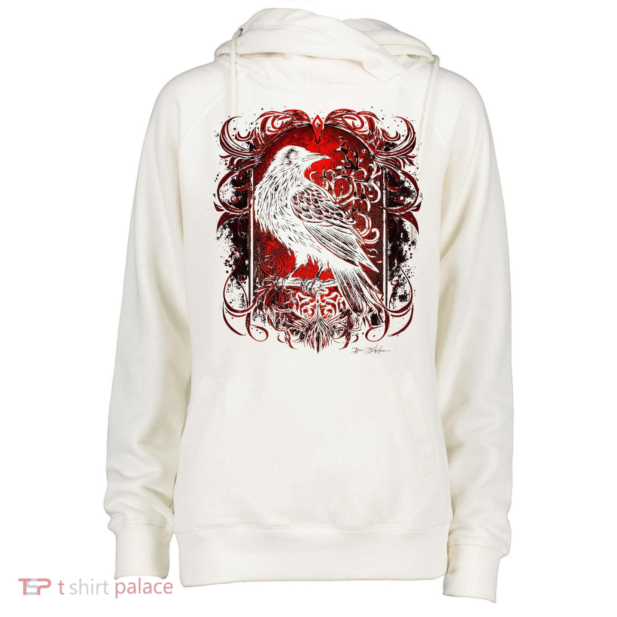 Odins Raven Northman Valhalla Norse Mythology Womens Funnel Neck Pullover Hood