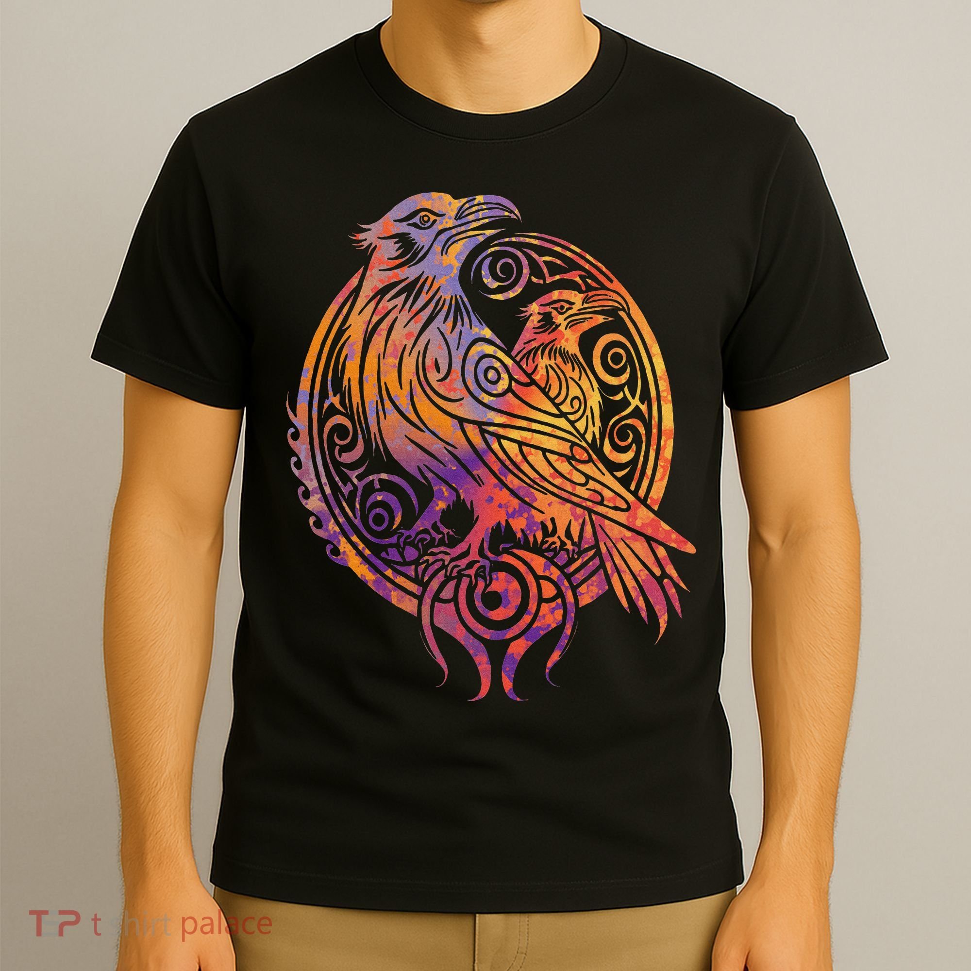 Odins Raven Norse Mythology Viking Birds Celtic Knots Asgard T-Shirt