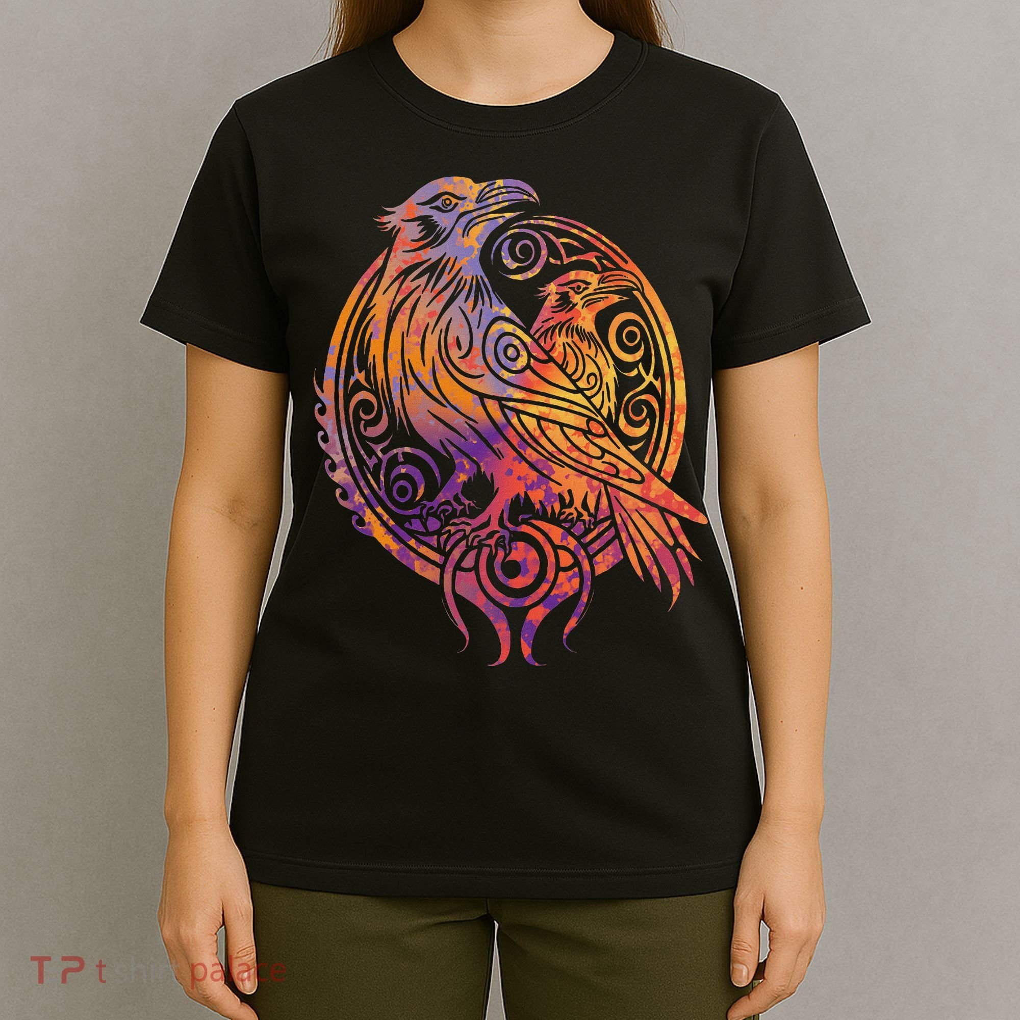 Odins Raven Norse Mythology Viking Birds Celtic Knots Asgard T-Shirt
