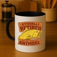 O'fishally Retired Not My Problem Anymore Funny Fishing Meme Cool Gift Coffee Mug thumb 4