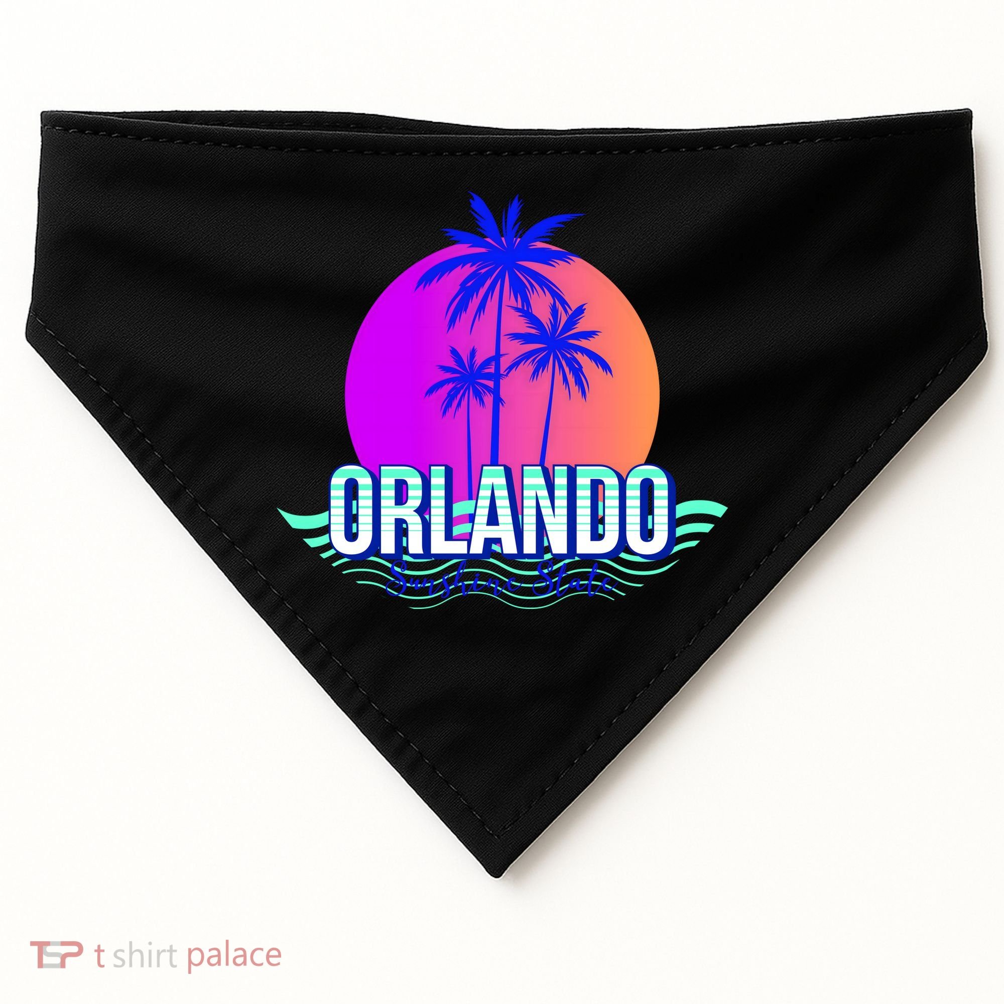 Orlando Retro Palm Trees Sunshine State USA-Made Doggie Bandana