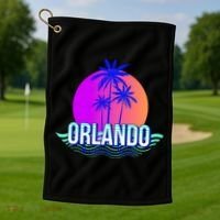 Orlando Retro Palm Trees Sunshine State Golf Towel thumb 1