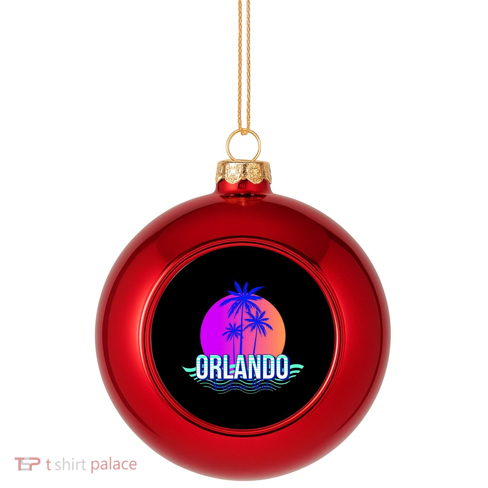 Orlando Retro Palm Trees Sunshine State Plastic Christmas Ball Ornament