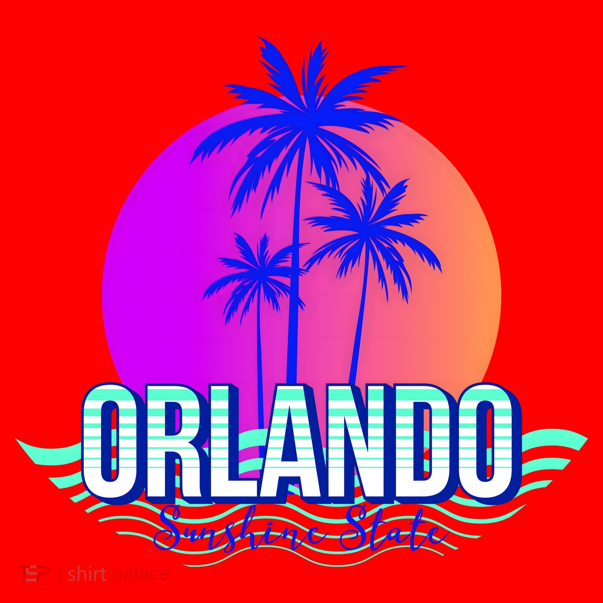 Orlando Retro Palm Trees Sunshine State Santa Hat