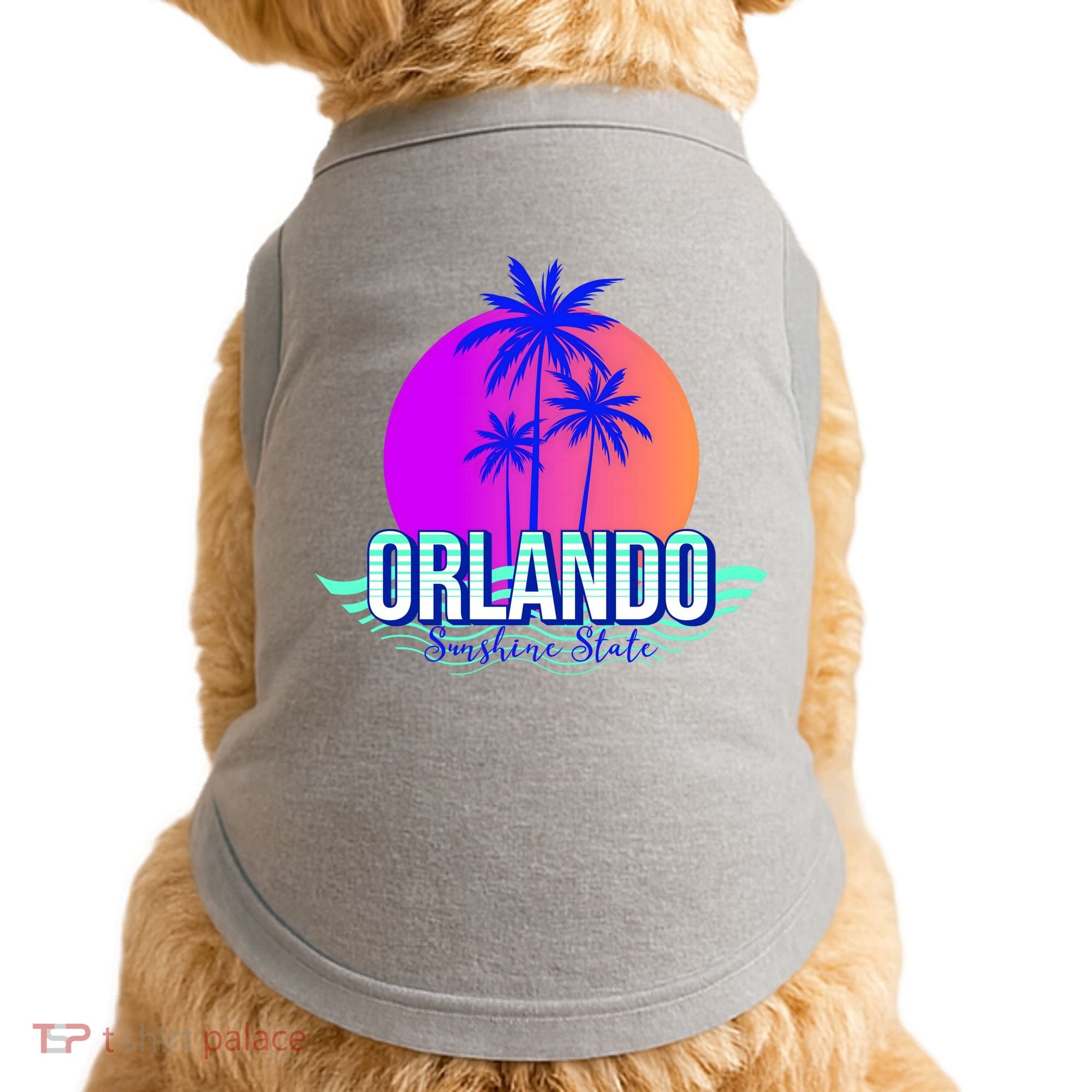 Orlando Retro Palm Trees Sunshine State Doggie Tank