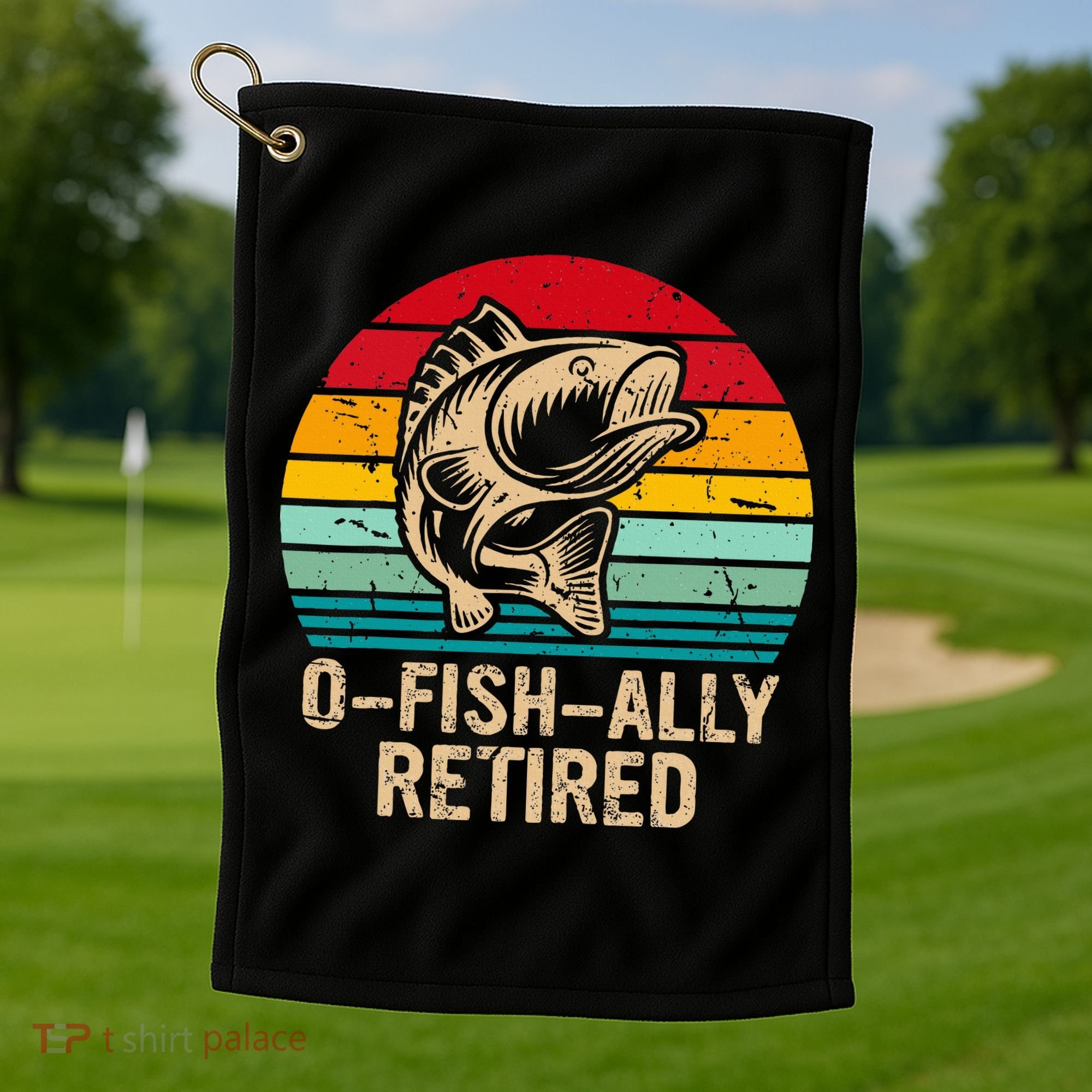 Ofishally Retired Retirement Fishing Golf Towel